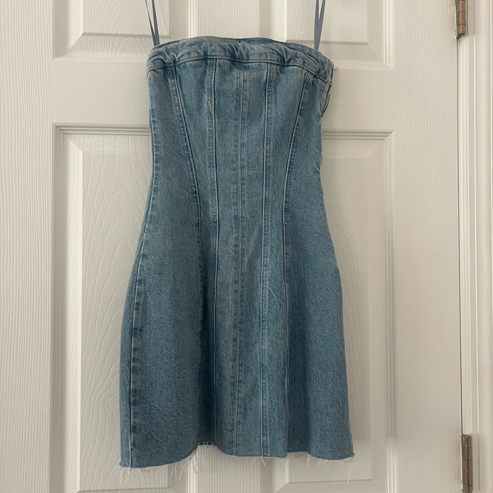 Denim Corset Mini Dress - Light Blue